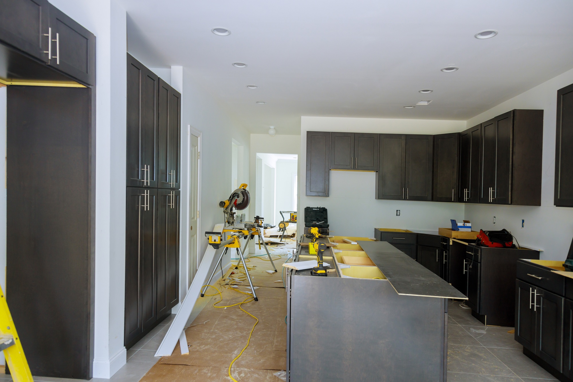 Assemblingof kitchen wooden cabinets with furniture the drawer in cabinet contemporary